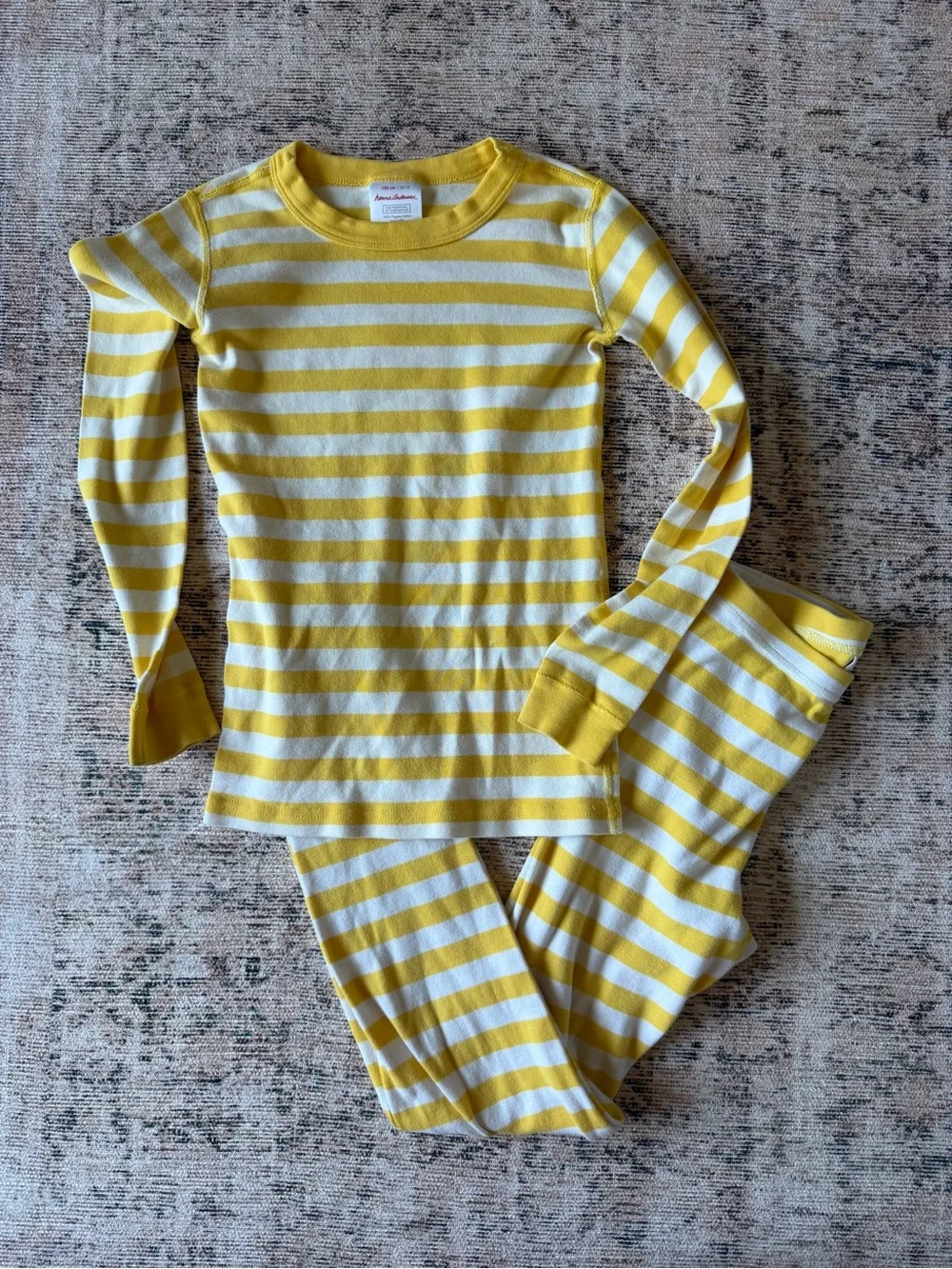 Hanna Andersson Yellow & White Striped Kids Pajama Set